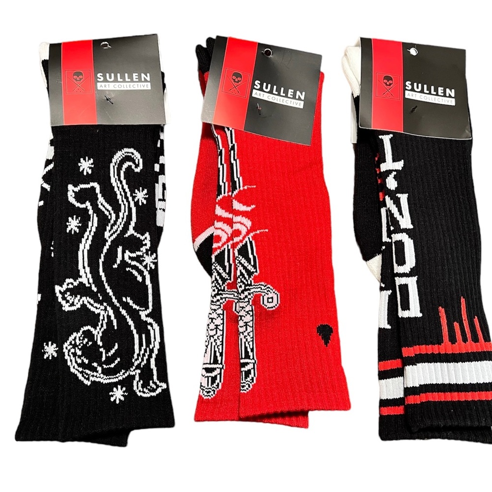 3-Pairs Sullen Art Collective Knit Socks Dagger Panther Don’t Die